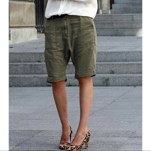 MISSLOOK Pants - MissLook Olive Shorts Knee Length Casual Boho Baggy Large